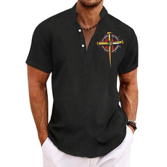 Vintage Shirts For Mens Short Sleeve Tops Cross Graphic Clothing