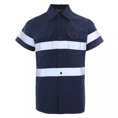 Navy Blue Hi Vis Shirt Long Sleeve Coton Safety Shirt Work Wear