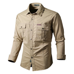 Mens Katoen Militaire Shirts Mannen Lange Mouwen Casual Dress Shirt