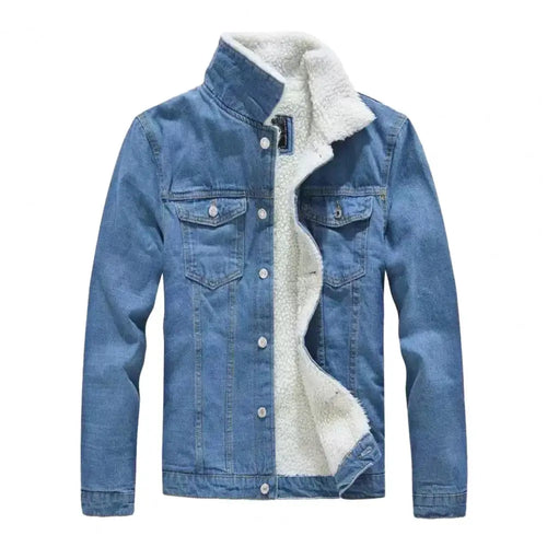 Winter Men Thick Jackets and Coats Warm Fleece Denim Jacket Fashion