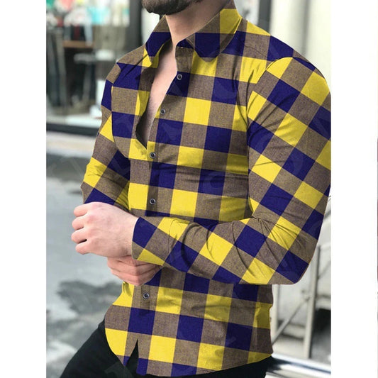 Men's shirt pattern shirt 3D printing plus size street daily long