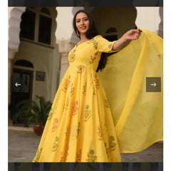 Women Yellow Palazzo Kurta Set Designer Flared Kurti Pent Stitched