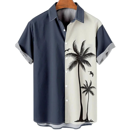 Hawaiian Shirt Men Summer 3d Coconut Tree Printed Shirts For Men