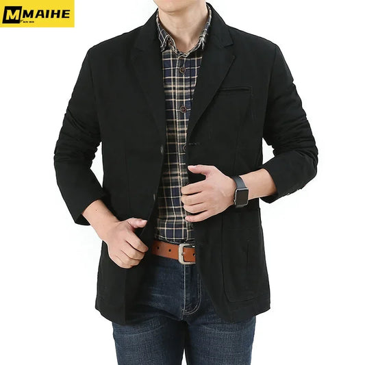 2023 Spring Autumn men's suit jacket Harajuku vintage cotton denim