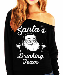 SANTA'S DRINKING TEAM Christmas Slouchy Sweatshirt