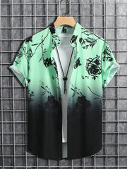 Summer Flower 3D Print Top Men's Summer Hawaii Beach Shirts Outdoor