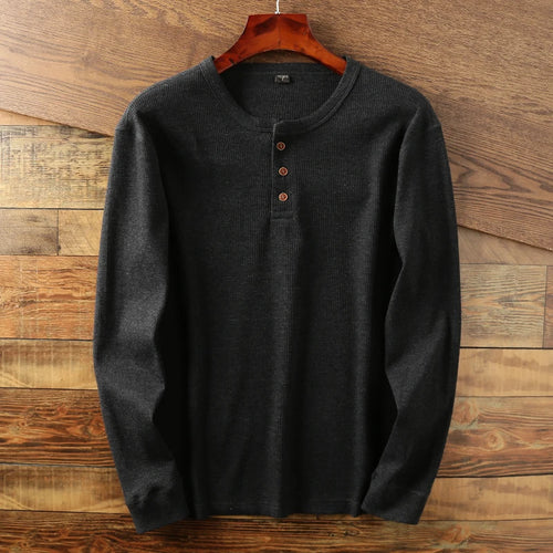 New Fashion Mens Henley Shirts Long Sleeve Half Button Up Thermal