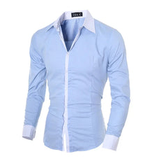 Men Long Sleeve Shirt 2024 Spring Striped Shirts Slim Fit Male Casual