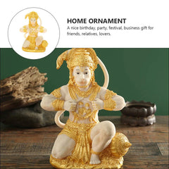 Gold Hanuman Statue Indian Lord Sculpture India Figurine Collection