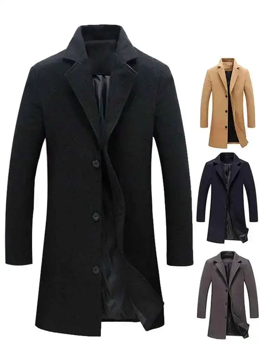 Single Breasted Lapel Long Coat Jacket Fashion Autumn Winter Casual