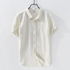 Cotton Linen Shirts For Men Casual Short Sleeve Tops Oversize Solid