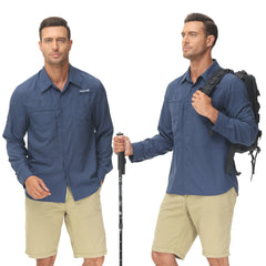 Men's Fishing Shirts Casual Cargo Hiking Shirt Long Sleeve UPF 50+