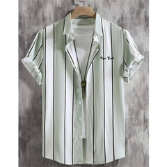Hawaiian Beach Shirts Summer Men Shirt 3D Print Vintage Stripe Shirt