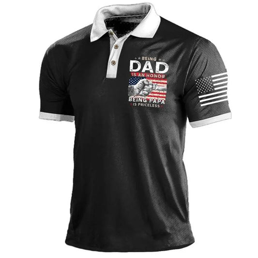 Vintage Men's Polo Shirt Golf Shirts Turndown 3d Print Tees Top