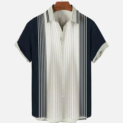 Simple Stripe Men's Hawaiian Shirt Casual Short Sleeve Shirt Men