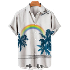 Coconut Tree Printed Hawaiian Shirt Simple Summer Style Beach Shirts