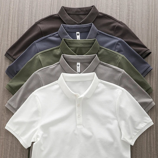 Dukeen Solid Color Polo Shirts for Men Short-Sleeved Golf Wear Summer