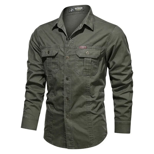 Men Military Outdoor Shirts Male Cotton Multi-pocket Tooling Casual