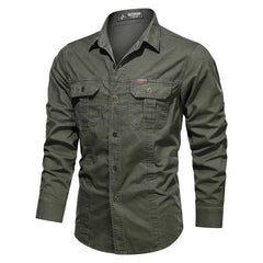 Men Military Outdoor Shirts Male Cotton Multi-pocket Tooling Casual