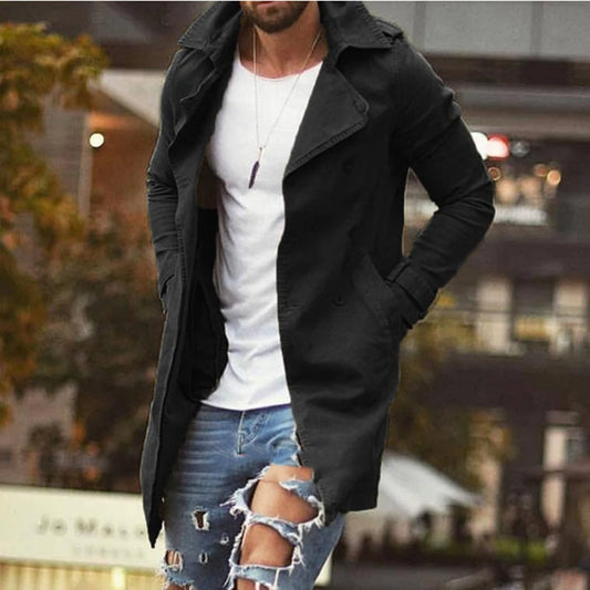 2022 Winter New Classic Double breasted Lapel Long Coats For Solid