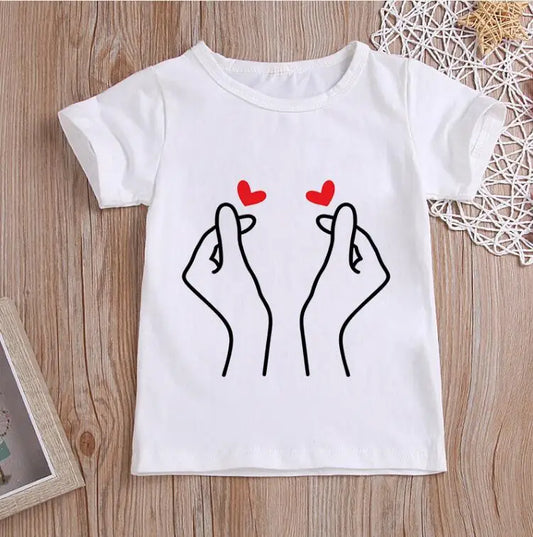 Girls  Than Heart Print T Shirt Unisex Harajuku Tee Clothes Children