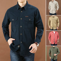 Military Tactical Men's Long Sleeve Shirt Cotton Casual Slim Fit Top