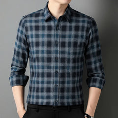 100%cotton sanding full shirts for men slim fit Casual houndstooth