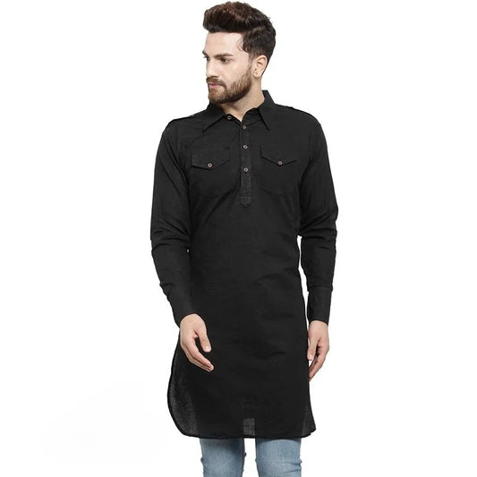 Handcrafted Black Cotton Traditional Kurta Ethnic Wear Tunic Summer