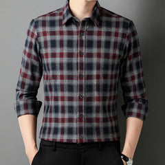 100%cotton sanding full shirts for men slim fit Casual houndstooth