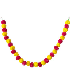 Marigold Flower Garland with зo Flowers, Artificial Flowers for Diwali