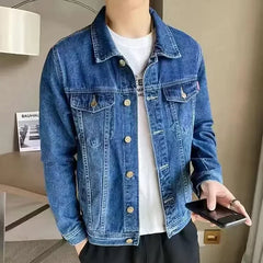 Jeans Coat for Men Black Autumn Denim Jackets Man High Quality Winter