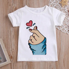 Girls  Than Heart Print T Shirt Unisex Harajuku Tee Clothes Children