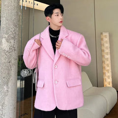 IEFB Korean Chic Male Woolen Jacket Fashion Lapel Single Breasted