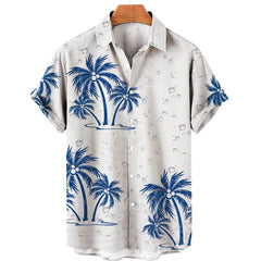 Coconut Tree Printed Hawaiian Shirt Simple Summer Style Beach Shirts