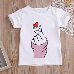 Girls  Than Heart Print T Shirt Unisex Harajuku Tee Clothes Children