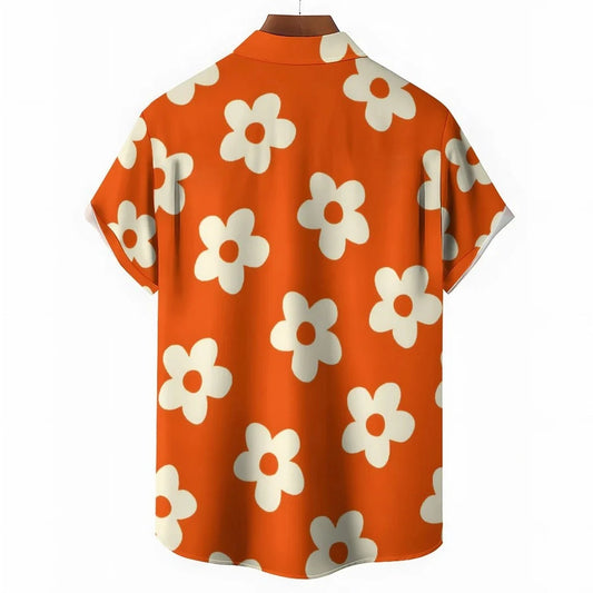 Floral Daisy Casual Men's Shirt Daily Out Summer Lapel Short Sleeve