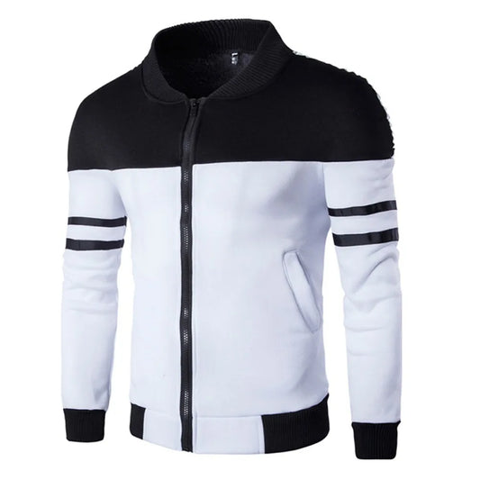 Casual Men's Autumn Winter Zipper Jackets Sportswear Patchwork Long