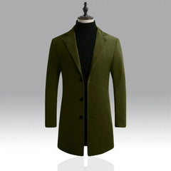 Korean Style Men Trench Coat Lapel Buttons Woolen Coat Casual Overcoat