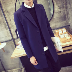 Single Breasted Lapel Long Coat Jacket Fashion Autumn Winter Casual