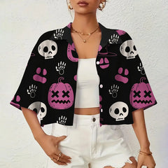 Loose And Breathable Women's Lapel Shirt High Quality Halloween Style