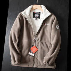 Winter Men's Fleece Jacket High-quality Thickened Warm Solid Color