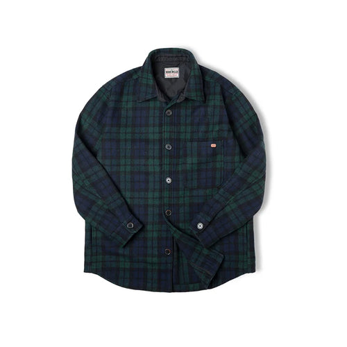 Maden American Retro Blue Green Plaid Wool Jacket Loose Thick Plaid