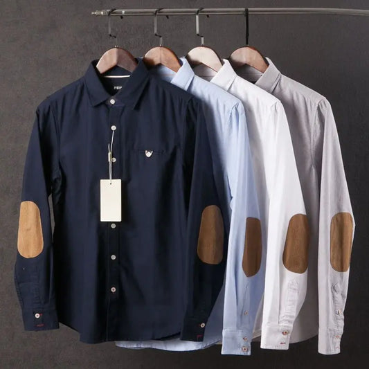 Spring Men Oxford Retro Shirt Japanese Business Casual Trendy Fashion