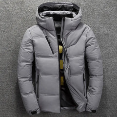 New Winter Warm Men Jacket Coat Casual Stand Collar Thick White Duck