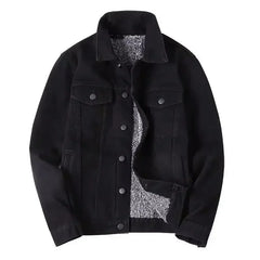 Male Jean Coats with Sheep Padding Men's Denim Jacket Wide Sleeves