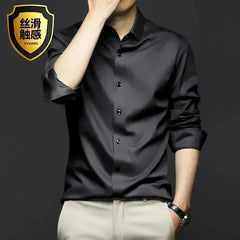 Men's White Shirt Long Sleeve Non iron Business Dress Slim Fit Korean