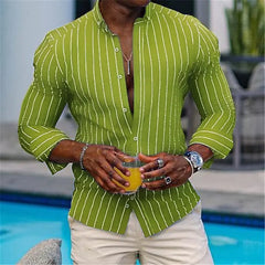 Men's Casual Shirt Buttoned Summer T-Shirt Blue Clover Long Sleeve