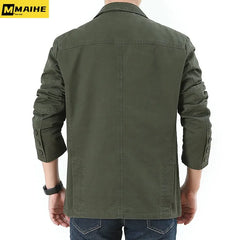 2023 Spring Autumn men's suit jacket Harajuku vintage cotton denim