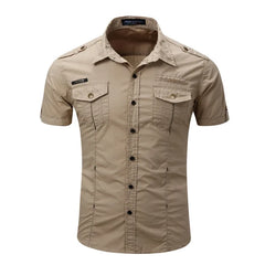 New Mens Military Shirt Business Slim Fit Short Sleeve Casual Shirts