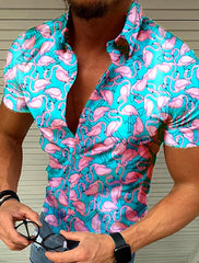 Men's Shirt Aloha Shirt Flamingo Turndown 3D Print Outdoor Casual